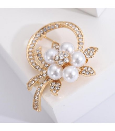 XSB166 - Golden Pearl Saree Brooch